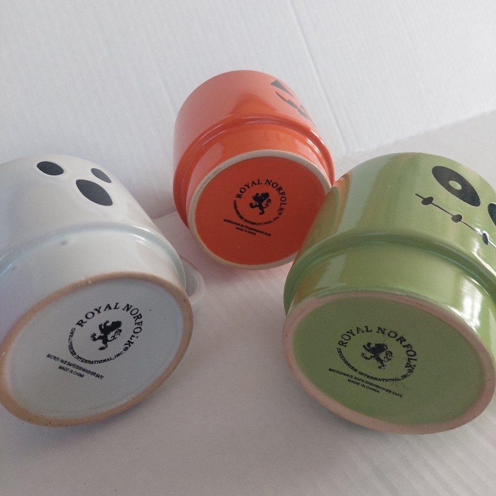 New Stackable 3pcs HALLOWEEN Mugs Coffee CUPS Ghost Pumpkin Frankinstein (BAG B) - Picture 3 of 3